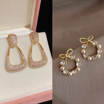 Glamshe New Trending Combo Pack Of 2 Korean Stud Earrings For Women and Girls Alloy Earring Set