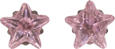 STUDEX 5MM Cubic Zirconia Pink Star Allergy Free Piercing Cubic Zirconia Metal Stud Earring
