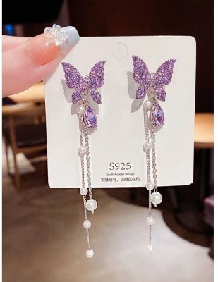 Meilicollection Korean Butterfly earring Crystal Alloy Stud Earring