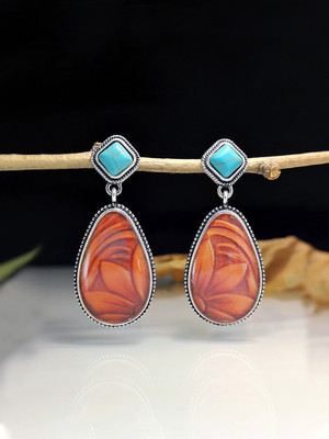 Unwind by Yellow Chimes Silver Plated Blue Stone Studded Drop Earring Alloy Drops & Danglers