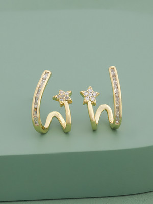 Kushal's Fashion Jewellery White Gold-Plated Party Zircon Stud Earring Zircon Copper Stud Earring
