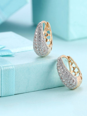 YELLOW CHIMES Dangler Crystal Brass Hoop Earring