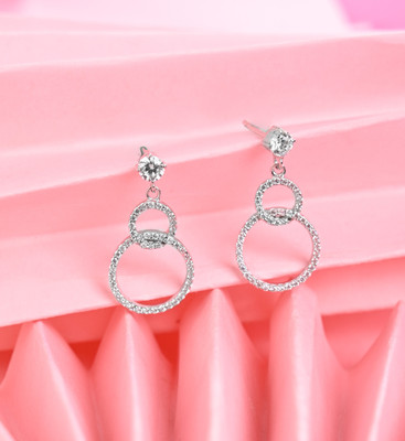 CLARA Interlocked Ring Cubic Zirconia Sterling Silver Drops & Danglers