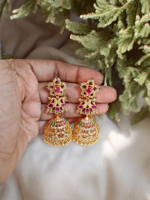 Royal Covering Trendy 1 Gram Gold Plated Long Jhumki Earring (Height-6cm) for Women & Girls, Copper, Brass Jhumki Earring, Earring Set, Drops & Danglers