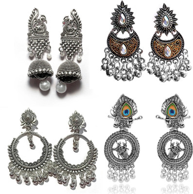Jhumka Street Dual Tone jhumka Earrings for girls and Women stylish Pack of 4 Alloy Jhumki Earring