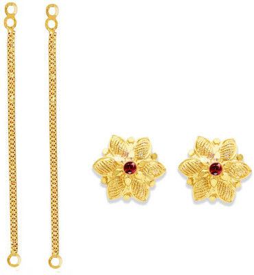 Panachee ONE GRAM GOLD PLATED STUDS EARRINGS & KAAN CHAIN COMBO Alloy Jhumki Earring