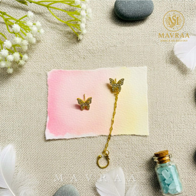 MAVRAA Mavraa Gold Plated Butterfly Stud & Chain Drop Combo Earrings for Women & Girls Stone, Alloy Drops & Danglers