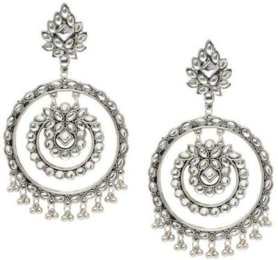 Samridhi DC Traditional Silver Oxidised Antique Stylish Design Earrings For Women and Girls Beads German Silver Chandbali Earring