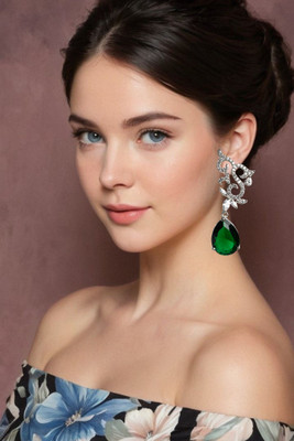 KD JEWELLERS Brass Earrings pack of 1 Zircon Brass Earring Set