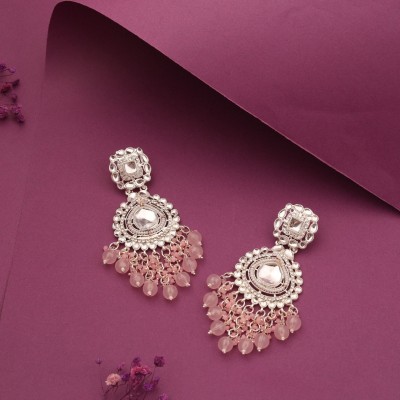 Mevada Jewellery Borsad Diamond, Pearl Alloy Chandbali Earring