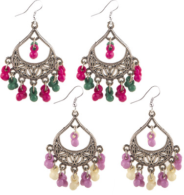 Jamleen Gallery Creative Frogs Oxidized Beaded Earrings Combo Alloy Jhumki Earring
