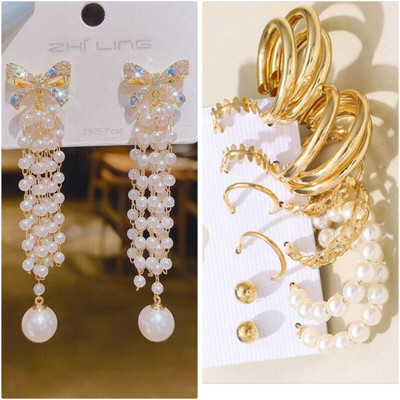 Zestapvt Stylish Korean & Classic Traditional Earrings Combo Set For Women & Girls Alloy Drops & Danglers