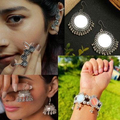 Ashir Oxidised jhumki Earrings with openable brecelet for women and girls Alloy Jhumki Earring