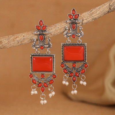 Devik Traders Silver Plated Earring for Women & Girls Alloy Jhumki Earring Beads Brass Earring Set