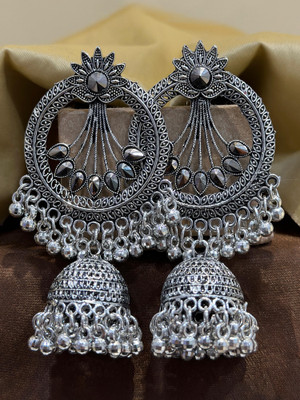 Antico Casual Festive Ethnic Silver Oxidised Jhumka Earrings for Girls and women Alloy Jhumki Earring, Drops & Danglers, Chandbali Earring