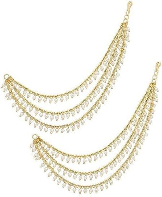 Ricious Fancy Earring bahubali Earring Supporter Earchain Kaan Chain Earring chain Beads Brass Ear Thread