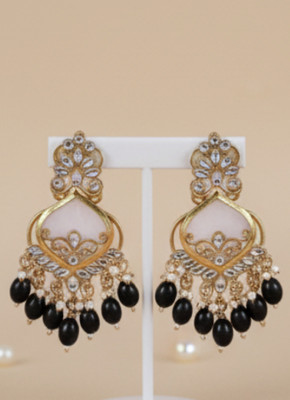 DHVANI Royal Grace Kundan Dangler Beads Alloy Chandbali Earring