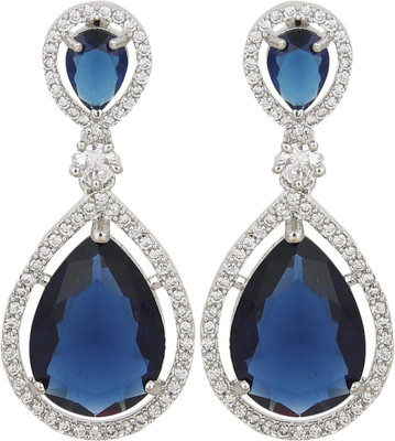 DZOIR Stylish AD Stone Earrings For Girls and Blue earrings for women and love ones Cubic Zirconia Stone Plug Earring