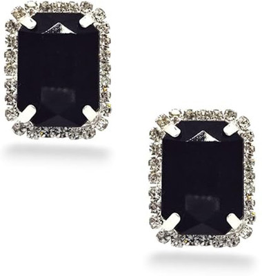 YAVI Black Shine Glam Studs | Elegant Crystal Stone Stud Earrings for Women Crystal Alloy Stud Earring