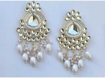 DANGAR ENTERPRISE Designer Fancy Pearl Work With Ruby Stone Earring For Girls Ruby Alloy Earring Set