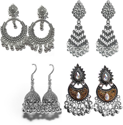 Jhumka Street Dual Tone jhumka Earrings for girls and Women stylish Pack of 4 Alloy Jhumki Earring