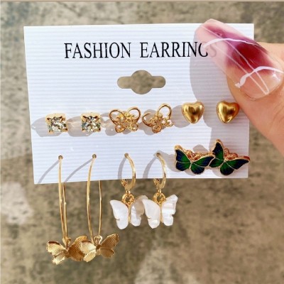 Ruhi Collection Korean Stylish Titanium Plated Unique Drop and Studs Earring Set Cubic Zirconia Alloy Drops & Danglers, Stud Earring