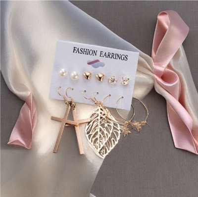 Ruhi Collection Korean Stylish Titanium Plated Unique Drop and Studs Cubic Zirconia Earring Set Cubic Zirconia Alloy Drops & Danglers, Stud Earring