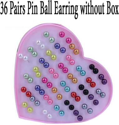 navjai Trendy Earring Set for Women & Girl Colorful Cute Pearl/Bead Stud Earing 36Pair Pearl Plastic Stud Earring