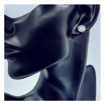 house of common Stylish Titanium Plated Studs Cubic Zirconia Stainless Steel Stud Earring