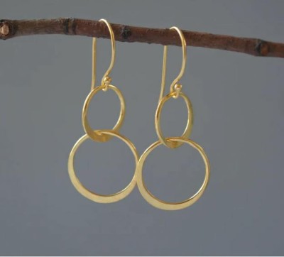 Luxury Brings women fancy personalize vermeil two circle dangle earrings. Brass Earring Set