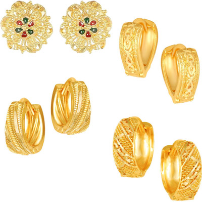 VIGHNAHARTA Golden Alloy Stud Earrings Combo Set(Sales Package-4 Pair Earrings ) Alloy Clip-on Earring, Stud Earring