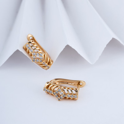 Shree Enterprise Fency Design Rose Gold Plug Earring Cubic Zirconia Alloy Hoop Earring