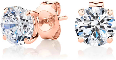 RAGABANDHA DESIGN STUDIO Silver Rose Gold Plated 6MM Round Stud Earrings for Women Zircon Brass Stud Earring