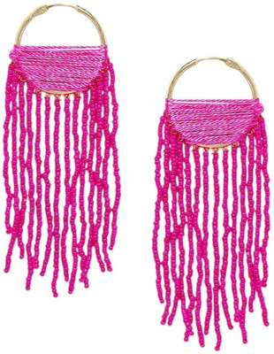 Sangria Pink Circular Hoop Earrings Brass Stud Earring