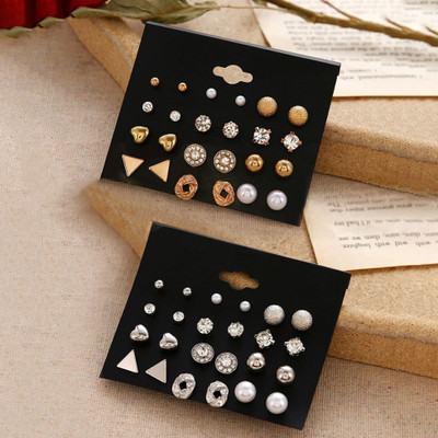 Vembley Combo Of 24 Pair Golden and Silver Studded Pearl Earrings For Women/Girls Alloy Stud Earring