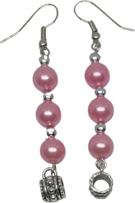 ESTAVITO Adorn Handmade Wire Earrings Glass Bead (Pink) For Women Oxidized Silver Brass Drops & Danglers