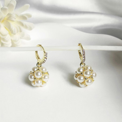 MEENAZ Pearl flower Earrings for women korean earring girl Moti Ear Ring stylish gift Cubic Zirconia, Beads, Diamond Gold, Alloy, Mother of Pearl, Stone Earring Set, Drops & Danglers