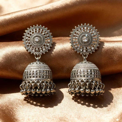 Glimmer Oxidized Jhumka Earring for Women and Girls Oxidized Jhumka for Navratri Alloy Jhumki Earring