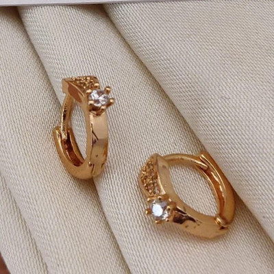 Be Preety TULSI Gold Plated Hoop Earrings for Girls & Women Alloy Hoop Earring Diamond Brass Stud Earring, Jhumki Earring, Cuff Earring, Huggie Earring