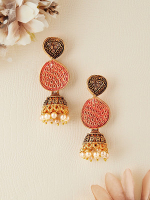 RUBANS Gold Plated Hanging Alloy Jhumki Earring
