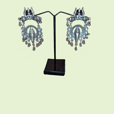 ANAY Earring Stud with Lord Ganesha and Shiv Motif Onyx Alloy Chandbali Earring