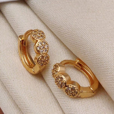 TULSI ENTERPRISE Gold Plated Huggie Earrings for Women & Girls (Pack of 1 Pair) Brass Huggie Earring