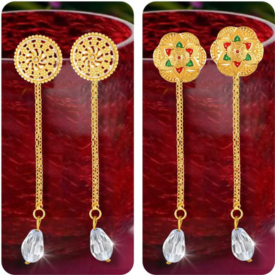 VIGHNAHARTA Removable Studs 2 pair Stud 1 chain drop earring for women and Girls Crystal Alloy Drops & Danglers, Stud Earring