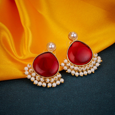 Opal Touch Opulent Pearl Earrings Cubic Zirconia Brass Drops & Danglers