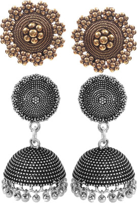 Haniya Oxidized Silver plated handmade Jhumka Jhumki Earrings Brass, Brass Jhumki Earring