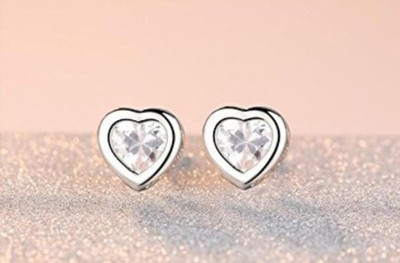 MYKI Heart Shape Swarovski Non-Precious Metal Earring Stud for Women Cubic Zirconia Metal Stud Earring