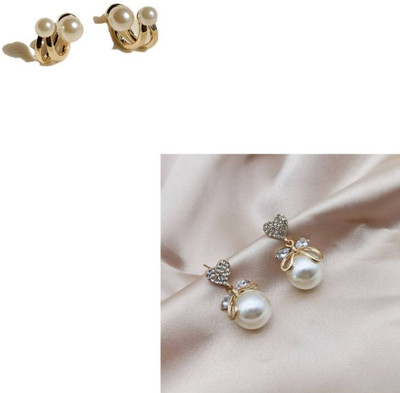 Celestria Exotique Korean Double Sided Pearl 2 in 1 Alloy Stud Earring, Drops & Danglers
