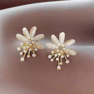 ADORNITY Stylish Stud Floral Earrings For Women Girls Korean Jewellery Alloy Stud Earring