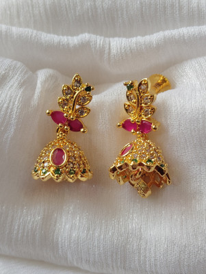 AMTRADERS AD STONE JIMKI Cubic Zirconia Alloy Jhumki Earring