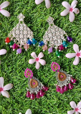 Swapn By Aanchal Ethnic Colorful Beads and Stone Work Earrings for Women Alloy Earring Set